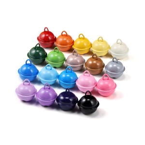 Colorful metal jingle bells in 19 vibrant shades for pet collars and DIY craft jewelry