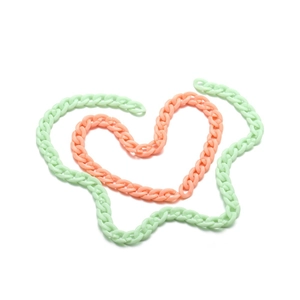 Macaron pastel plastic open chain links in mint green and peach pink for DIY jewelry making