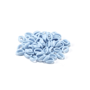 Detail of light blue 11mm acrylic C-shaped chain links for DIY glasses or mask chains