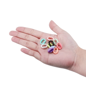 Detail of colorful 11mm acrylic link buckles for DIY necklace and eyeglass chains