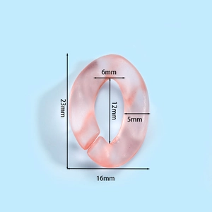 Λεπτομέρεια macro από ροζ ακρυλικό κρίκο 23x16mm με ακριβείς ενδείξεις διαστάσεων