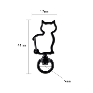 Moschettone gatto nero opaco con anello girevole a 360 gradi, misure 41mm x 17mm DIY