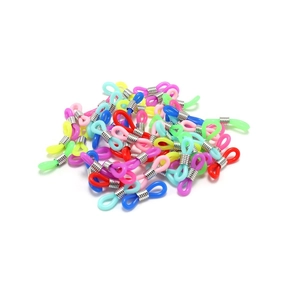 Colorful rubber loop connectors for mask chains and glasses with metal spring coils