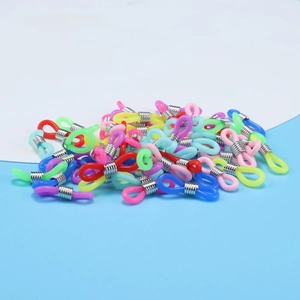 Colorful silicone eyeglasses chain connectors with metal spring loops for DIY lanyards