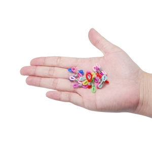 Close-up of colorful silicone eyeglass chain connectors with adjustable metal springs