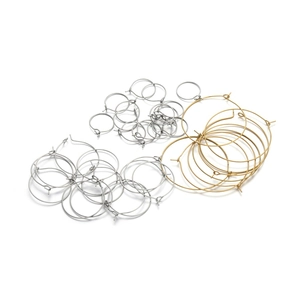 Stainless steel hoop earring findings in gold and silver colors for DIY jewelry making