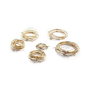 Multiple sizes of gold-plated stainless steel wine glass rings and earring DIY hoops