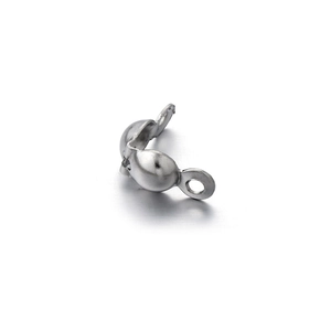 Polished stainless steel bead tip clam covers for DIY jewelry necklace making