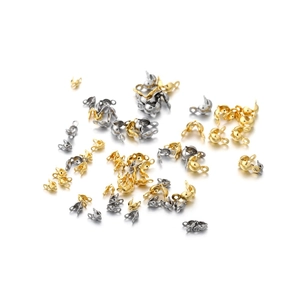 Stainless Steel Bead Tips Calotte Ends Double Loop Crimp Covers For DIY Necklace Bracelet Making Gold Silver Jewelry Findings