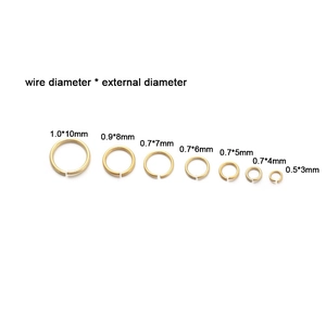 14K/18K gold plated jump rings set in seven sizes from 3mm to 10mm for jewelry making