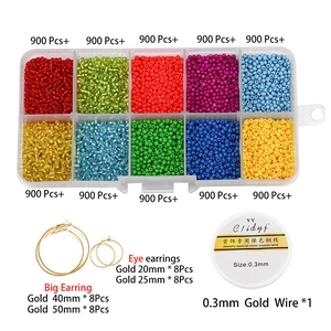 Kit bijoux DIY avec 9000+ perles de verre, créoles dorées et fil de cuivre de 0,3 mm
