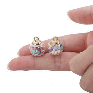 Mini glass ball pendants with colorful sequins and beads for DIY jewelry making