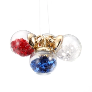 Set of 10 clear glass ball pendants with colorful star sequins and beads for DIY jewelry