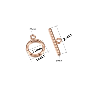 Fermoir à bascule en acier inoxydable or rose avec anneau O et barre T pour bijoux DIY