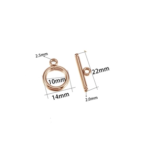 Fermoir OT en acier inoxydable or rose avec anneau de 14mm et barre T de 22mm