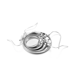 DIY stainless steel earring hooks with multiple round bezel trays for jewelry making