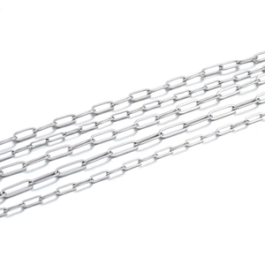 Polished silver stainless steel paperclip chain links for DIY jewelry making
