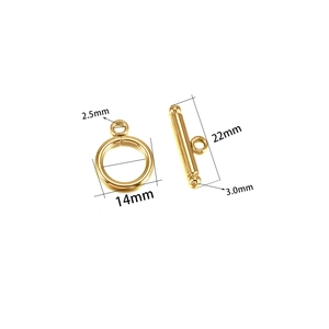 Fermoir OT en acier inoxydable doré poli avec anneau 14mm et barre 22mm pour bijoux DIY