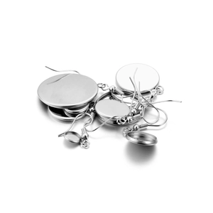 Various sizes of round stainless steel earring hooks trays for DIY jewelry making