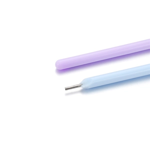Close-up of resin DIY tools showing purple modeling pen and blue fine needle point tool