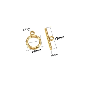 Fermoir à bascule OT doré en acier inoxydable poli pour bijoux DIY de 14 mm