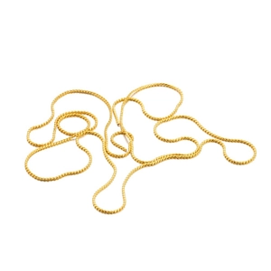 Golden rope chain necklace accessory with dense twisted texture on a white background