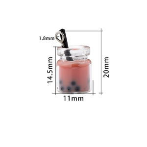 Dettagli dimensionali per mini ciondolo tè al latte con altezza 20mm e diametro di 11mm