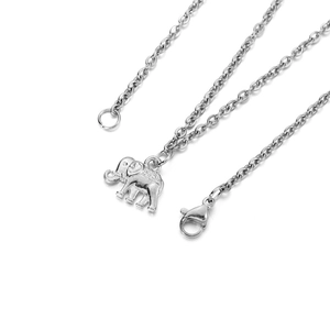 Silver elephant pendant necklace with a classic rolo chain and secure lobster clasp
