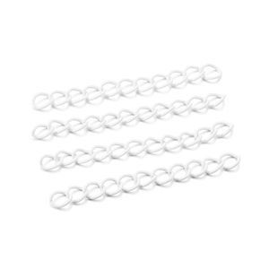 Four white 50mm painted metal extension chains for jewelry making and bag charms
