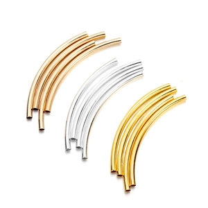 Perle a tubo curvo in metallo lucido oro argento e oro rosa per braccialetti DIY