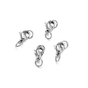 Polished stainless steel lobster clasps with jump rings for DIY jewelry making