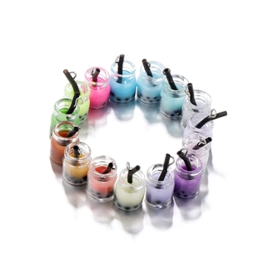 Mini ciondoli bottiglia di bubble tea fai da te con anelli in 15 colori per portachiavi