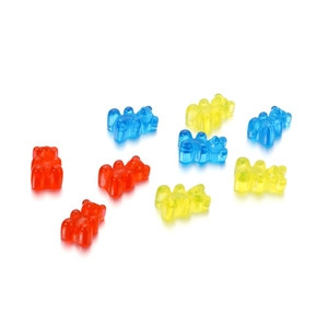Set of 9 transparent candy-colored resin bear charms for DIY jewelry and hair accessories