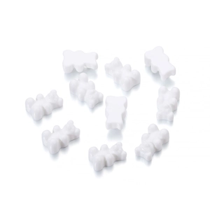 Set of 10 glossy white resin bear pendants for DIY jewelry making and craft accessories