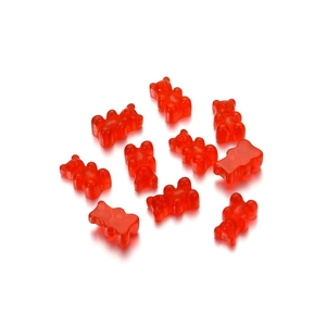 Set of 10 translucent red resin gummy bear charms for DIY jewelry and accessories