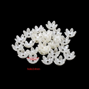Distanziatori a fiore in perla ABS bianca da 14mm con foro 2.4mm per gioielli fai-da-te