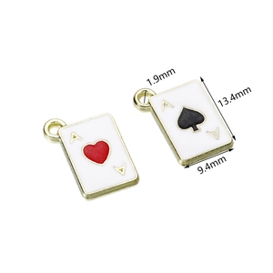 Gouden pokerhangers harten aas en schoppen aas van legering, maat 13,4 mm x 9,4 mm