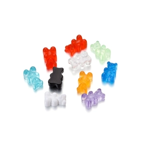 Colorful resin gummy bear charms in 10 different shades and textures for DIY jewelry