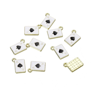 Legering schoppen aas pokerkaart hangers met wit emaille voor doe-het-zelf sieraden