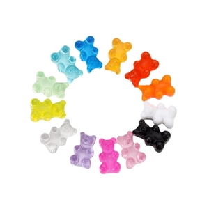 Set of 12 colorful resin gummy bear pendants for DIY jewelry making in various vivid tones