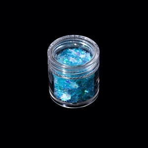 Chunky laser blue holographic nail glitter sequins with stars and hexagons for DIY art