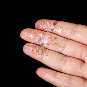 Mixed iridescent chunky glitter for nails and resin art featuring stars and shells