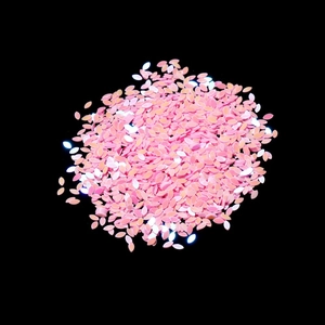 Macro view of pink marquise glitter sequins for DIY crafts and nail art decoration