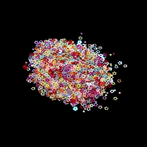 Close-up of hollow star sequins in mixed colors for nail art and DIY jewelry making