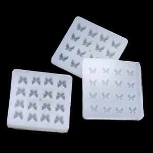 Three translucent butterfly silicone molds with 16 cavities for resin DIY and nail art