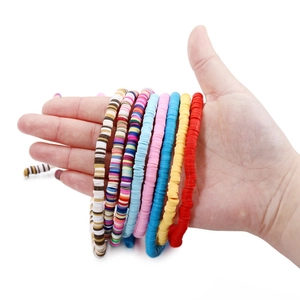 6mm colorful Bohemian Heishi clay bead bracelets set for DIY jewelry making and crafts