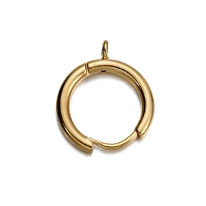 Detailed macro view of a gold stainless steel spring ring clasp for jewelry making
