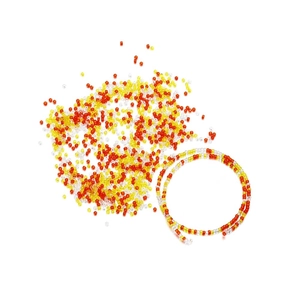 Mélange de perles de rocaille en verre transparent jaune, orange et blanc de 2mm pour bijoux