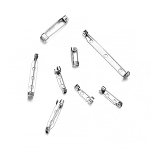Silver stainless steel brooch safety pin bases with 3 holes for DIY jewelry making