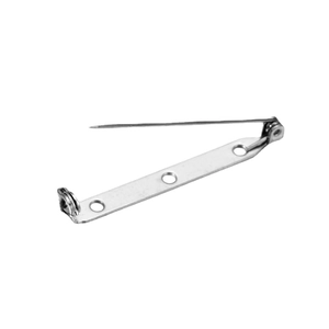 Polished stainless steel brooch pin base with three fixed holes for DIY jewelry making